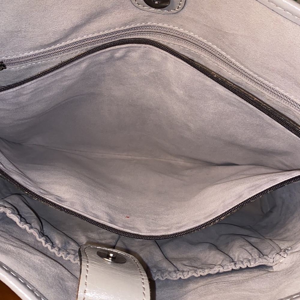 Patricia Nash Tooled Cut Out Gray Leather Tote Bag - Picture 13 of 13